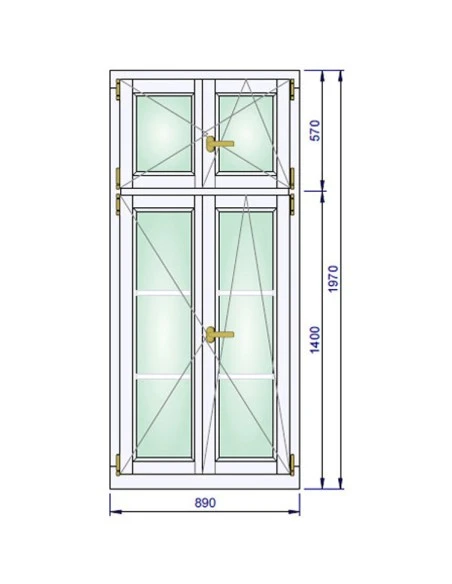 Holzfenster 890 x 1970 mm Kiefer kantelholz Dreh | Dreh-Kipp