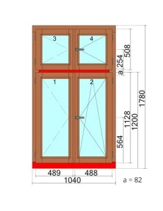 Holzfenster 1040 x 1780 mm Kiefer kantelholz Dreh | Dreh-Kipp