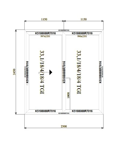 Aluminium Hebe-Schiebetüren Terrassentür 2300 x 2450 mm MB-77HS | Bodentiefe Fenster