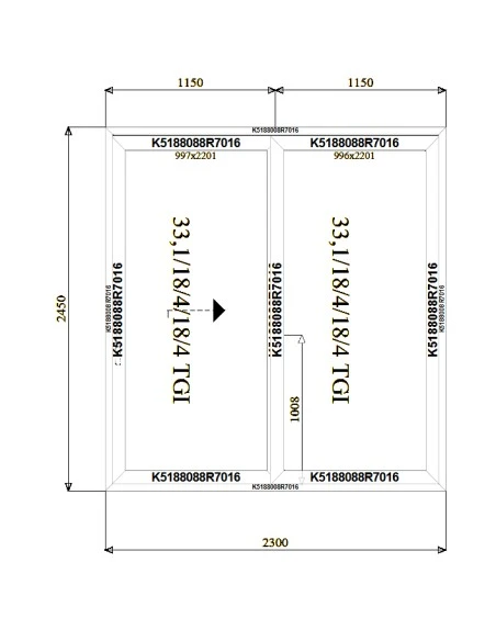 Aluminium Hebe-Schiebetüren Terrassentür 2300 x 2450 mm MB-77HS | Bodentiefe Fenster