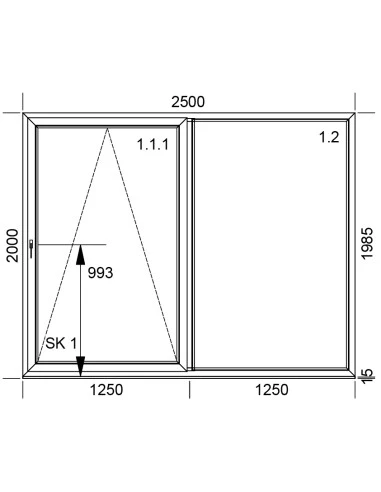 PSK Terrassentür Balkontür PVC 2500 x 2000 mm Schiebetür | Bodentiefe Fenster