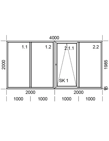 PSK Terrassentür Balkontür PVC 4000 x 2000 mm Schiebetür | Bodentiefe Fenster