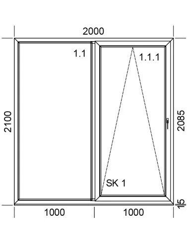 PSK Terrassentür Balkontür PVC 2000 x 2100 mm Schiebetür | Bodentiefe Fenster