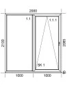 PSK Terrassentür Balkontür PVC 2000 x 2100 mm Schiebetür | Bodentiefe Fenster