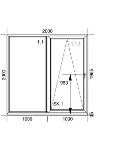 PSK Terrassentür Balkontür PVC 2000 x 2000 mm Schiebetür | Bodentiefe Fenster
