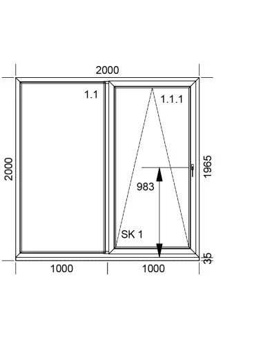 PSK Terrassentür Balkontür PVC 2000 x 2000 mm Schiebetür | Bodentiefe Fenster