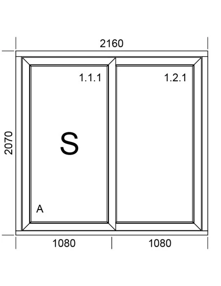 PVC Hebe-Schiebetüren Terrassentür 2160 x 2070 mm | Bodentiefe Fenster