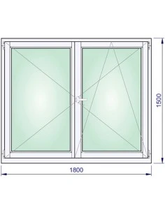 Holzfenster 1800 x 1500 mm Kiefer kantelholz Dreh | Dreh-Kipp