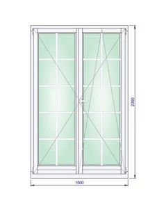 Holzfenster 1500 x 2350 mm Kiefer keilgezinkt Dreh | Dreh-Kipp