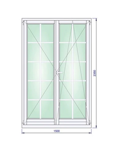 Holzfenster 1500 x 2350 mm Kiefer keilgezinkt Dreh | Dreh-Kipp