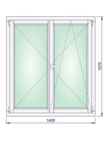 Holzfenster 1400 x 1570 mm Kiefer keilgezinkt Dreh | Dreh-Kipp