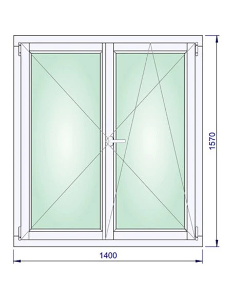 Holzfenster 1400 x 1570 mm Kiefer keilgezinkt Dreh | Dreh-Kipp