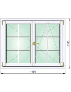 Holzfenster 1480 x 1160 mm Kiefer keilgezinkt Dreh | Dreh-Kipp