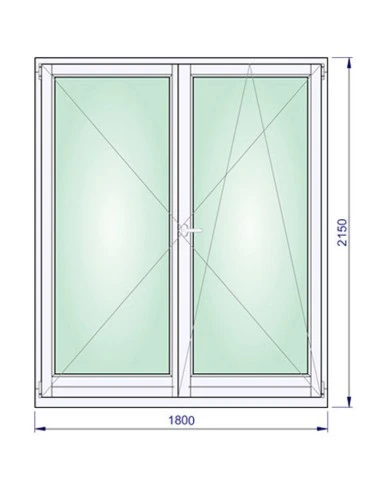 Holz Balkontür 1800 x 2150 mm Kiefer kantelholz Dreh | Dreh-Kipp