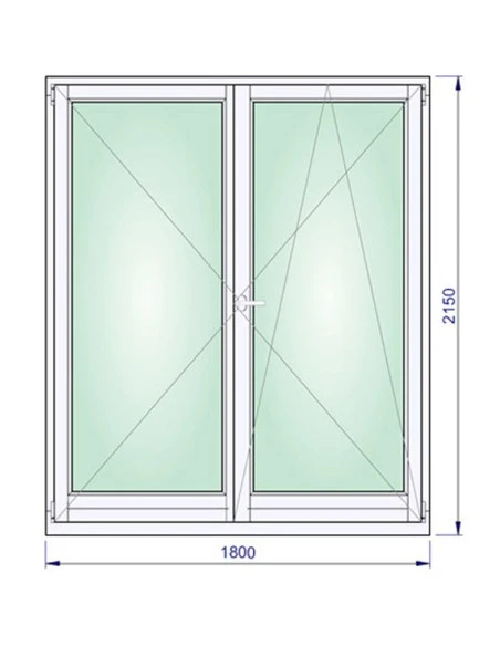 Holz Balkontür 1800 x 2150 mm Kiefer kantelholz Dreh | Dreh-Kipp