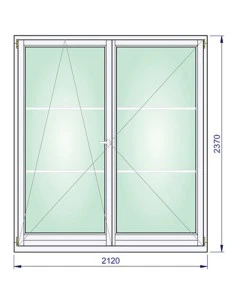 Holz Balkontür 2120 x 2370 mm Kiefer keilgezinkt Dreh-Kipp | Dreh