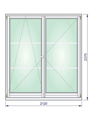 Holz Balkontür 2120 x 2370 mm Kiefer keilgezinkt Dreh-Kipp | Dreh