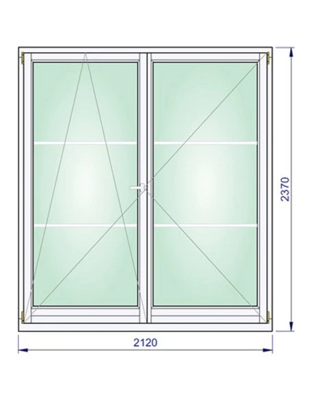 Holz Balkontür 2120 x 2370 mm Kiefer keilgezinkt Dreh-Kipp | Dreh