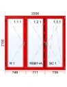 Kunststoff-Alu Fenster 2200 x 2150 mm Terrassentür Dreh | Dreh | Dreh-Kipp