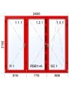 Kunststoff-Alu Fenster 2400 x 2150 mm Terrassentür Dreh | Dreh | Dreh-Kipp