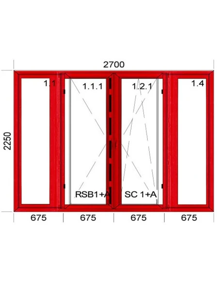 Kunststoff-Alu Fenster 2700 x 2250 mm Terrassentür Festverglasung | Dreh | Dreh-Kipp | Festverglasung
