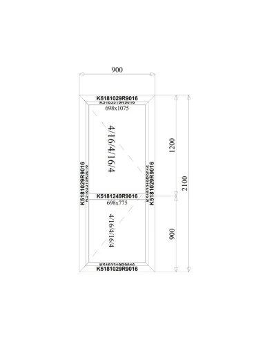 Aluminium Tür 900 x 2100 mm MB-70