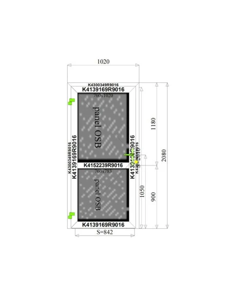 Aluminium Tür 1020 x 2080 mm MB-45