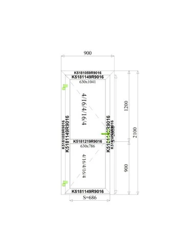 Aluminium Tür 900 x 2100 mm MB-70 Milchglas