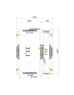 Aluminium Tür 1450 x 1850 mm MB-45 2