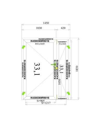 Aluminium Tür 1450 x 1850 mm MB-45