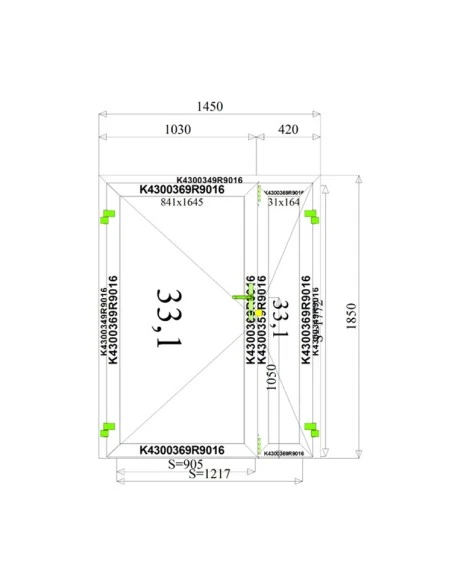 Aluminium Tür 1450 x 1850 mm MB-45