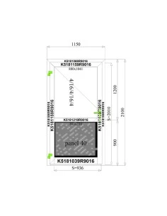 Aluminium Tür mit Sicherheitsglasplatte 1150 x 2100 mm MB-70 2