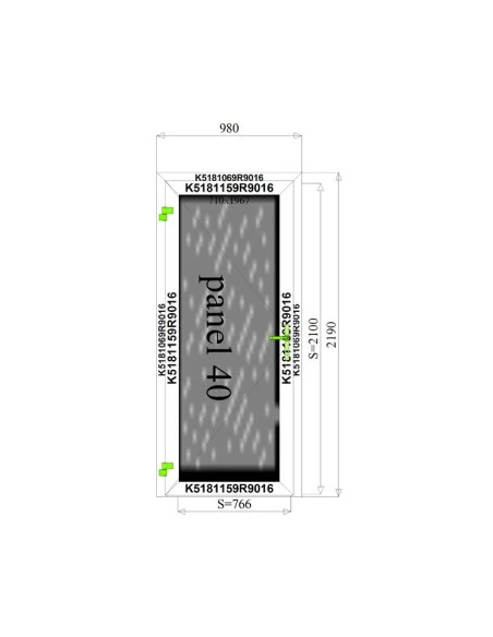 Aluminium Tür Paneel 980 x 2190 mm MB-70