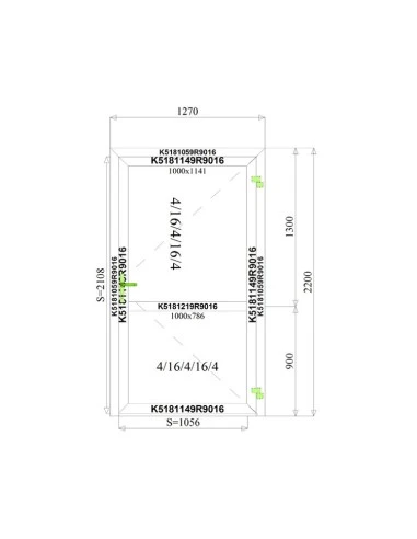 Aluminium Tür 1270 x 2200 mm MB-70