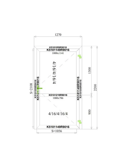 Aluminium Tür 1270 x 2200 mm MB-70