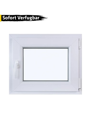 Kunststofffenster PVC 600 x 500 mm Kipp Weiß - Sofort verfügbar