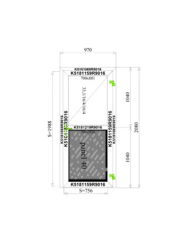 Aluminium Tür mit Sicherheitsglasplatte 970 x 2080 mm MB-70