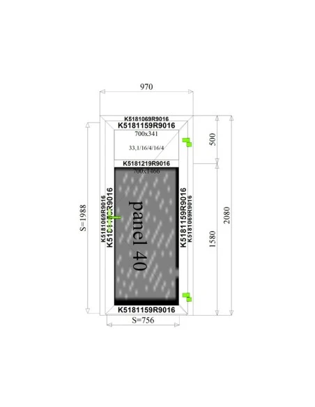 Aluminium Tür Paneel 970 x 2080 mm MB-70