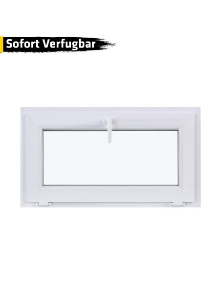 Kunststofffenster PVC 900 x 500 mm Kipp Weiß - Sofort verfügbar