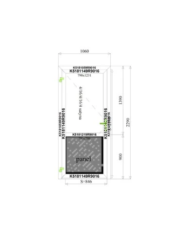 Aluminium Tür 1060 x 2290 mm MB-70