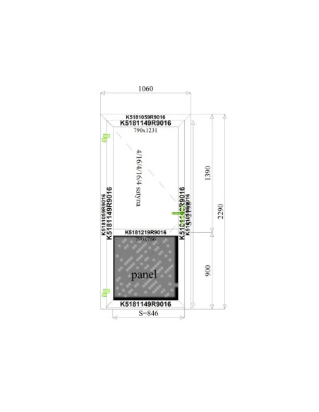Aluminium Tür 1060 x 2290 mm MB-70