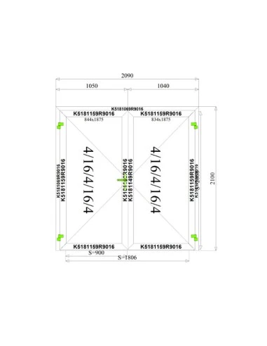 Aluminium Tür 2090 x 2100 mm MB-70