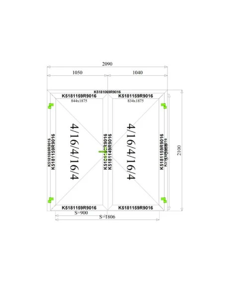 Aluminium Tür 2090 x 2100 mm MB-70