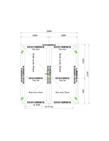 Aluminium Tür 2000 x 2100 mm MB-70