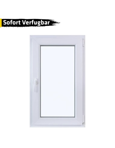 Kunststofffenster PVC 600 x 1000 mm Dreh/Kipp Weiß - Sofort verfügbar