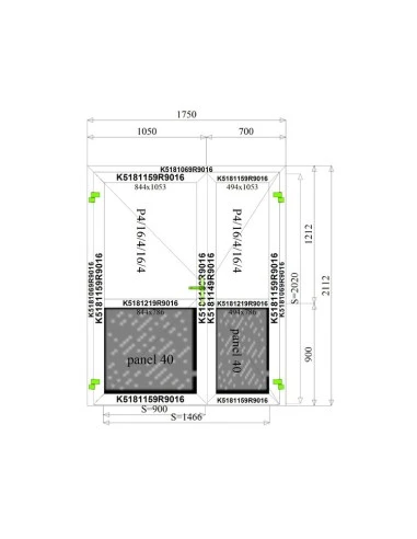 Aluminium Tür Sicherheitsglas 1750 x 2112 mm MB-70