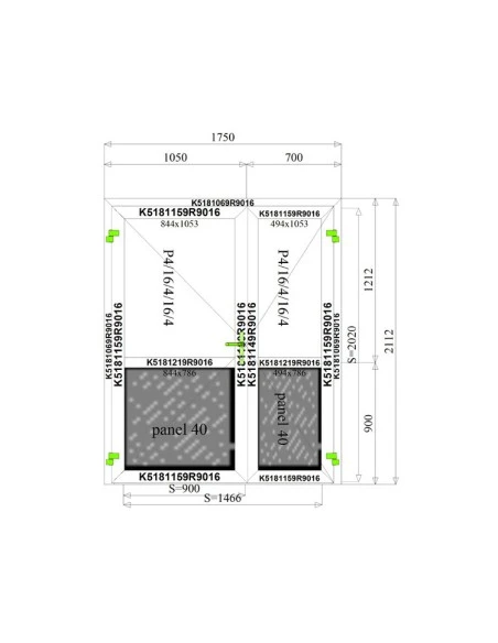 Aluminium Tür Sicherheitsglas 1750 x 2112 mm MB-70