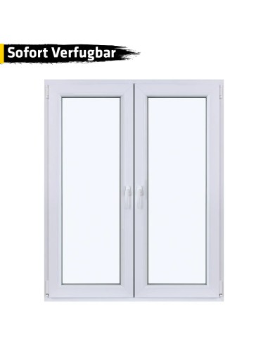 Doppelflügel Kunststofffenster PVC 1165 x 1435 mm Dreh/Kipp Weiß - Sofort verfügbar