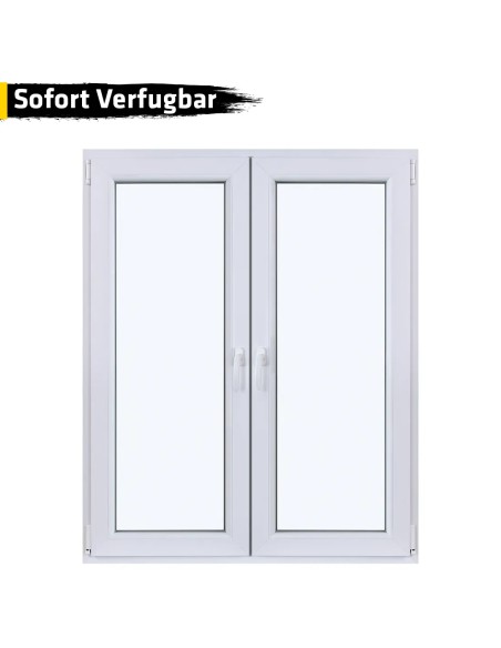 Doppelflügel Kunststofffenster PVC 1165 x 1435 mm Dreh/Kipp Weiß - Sofort verfügbar