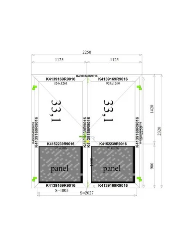 Aluminium Tür 2250 x 2320 mm MB-45